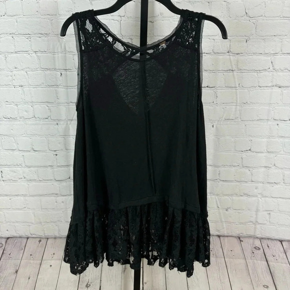 Free People Black Lace Trapeze Tank Top Size Small - Picture 1 of 9